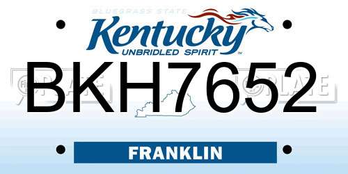 BKH7652 Kentucky License Plate