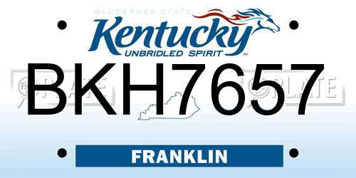 BKH7657 Kentucky License Plate
