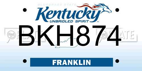 BKH874 Kentucky License Plate