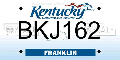 BKJ162 Kentucky License Plate