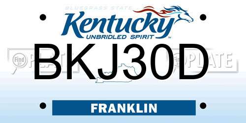 BKJ30D Kentucky License Plate