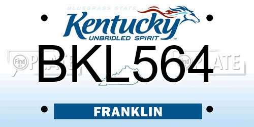 BKL564 Kentucky License Plate