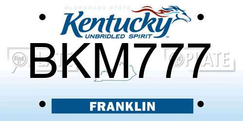 BKM777 Kentucky License Plate