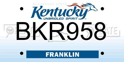 BKR958 Kentucky License Plate
