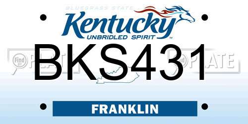 BKS431 Kentucky License Plate
