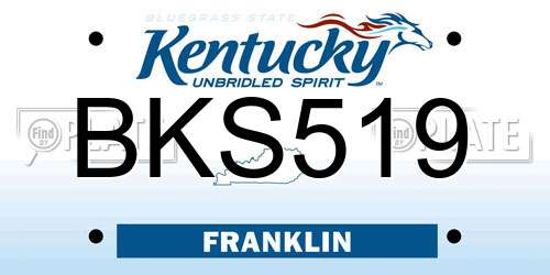 BKS519 Kentucky License Plate