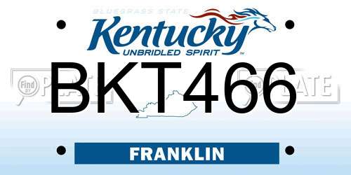 BKT466 Kentucky License Plate