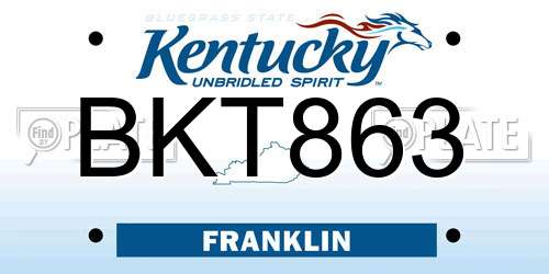 BKT863 Kentucky License Plate