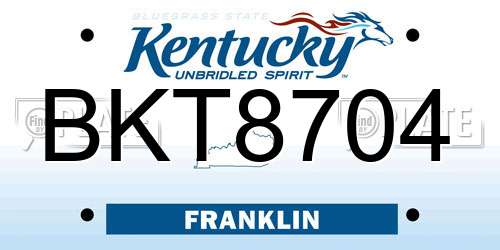 BKT8704 Kentucky License Plate
