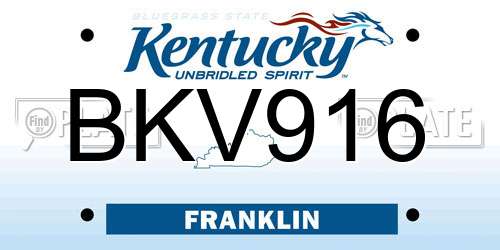 BKV916 Kentucky License Plate