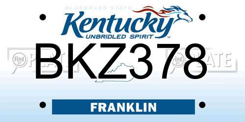 BKZ378 Kentucky License Plate