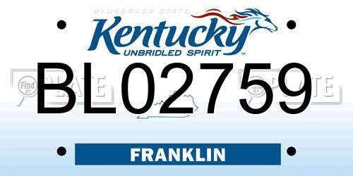 BL02759 Kentucky License Plate