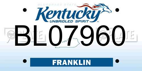 BL07960 Kentucky License Plate