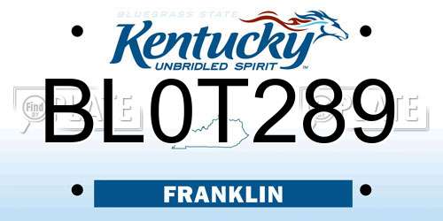 BL0T289 Kentucky License Plate