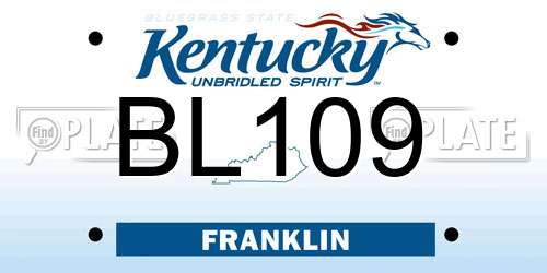 BL109 Kentucky License Plate