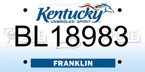 BL18983 Kentucky License Plate