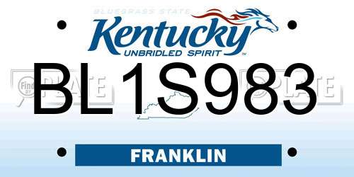 BL1S983 Kentucky License Plate