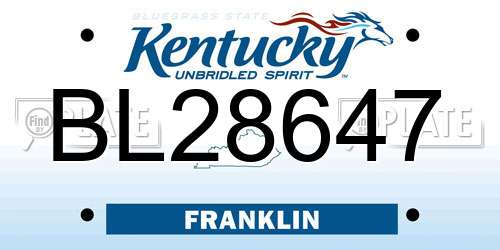 BL28647 Kentucky License Plate