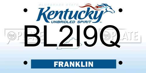 BL2I9Q Kentucky License Plate