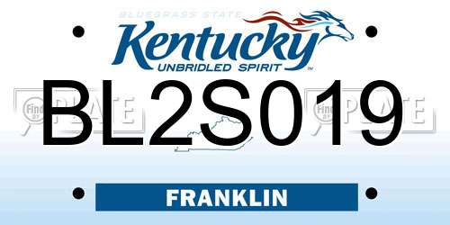 BL2S019 Kentucky License Plate