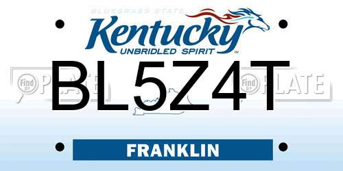 BL5Z4T Kentucky License Plate