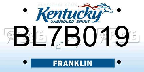 BL7B019 Kentucky License Plate
