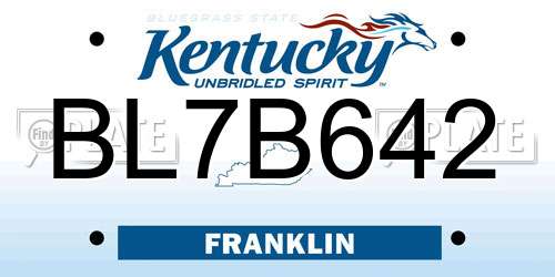 BL7B642 Kentucky License Plate