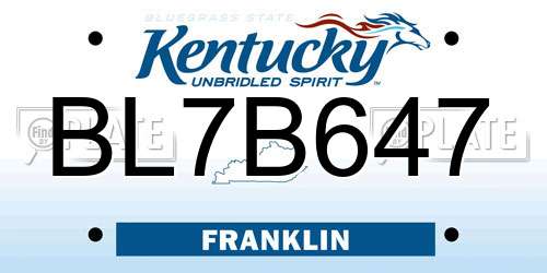 BL7B647 Kentucky License Plate