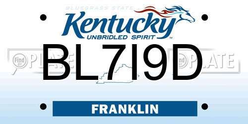 BL7I9D Kentucky License Plate