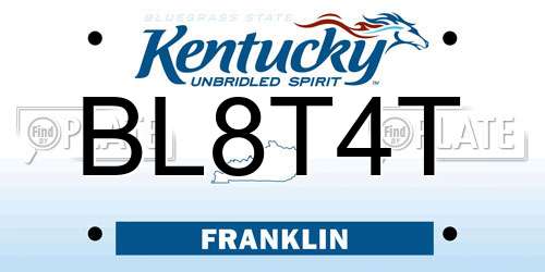 BL8T4T Kentucky License Plate