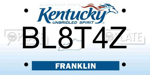 BL8T4Z Kentucky License Plate