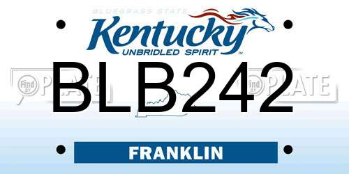 BLB242 Kentucky License Plate