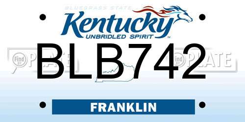 BLB742 Kentucky License Plate
