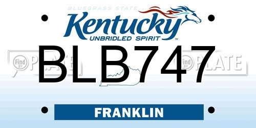 BLB747 Kentucky License Plate