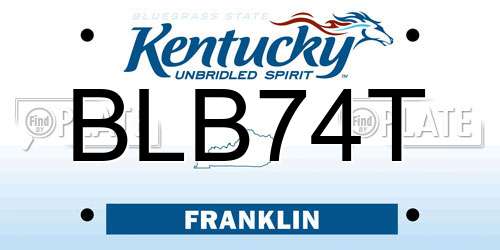 BLB74T Kentucky License Plate