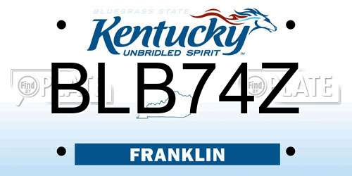 BLB74Z Kentucky License Plate