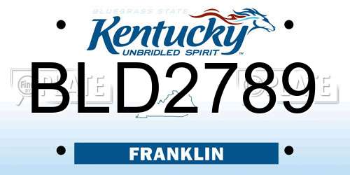 BLD2789 Kentucky License Plate