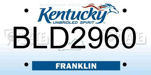 BLD2960 Kentucky License Plate