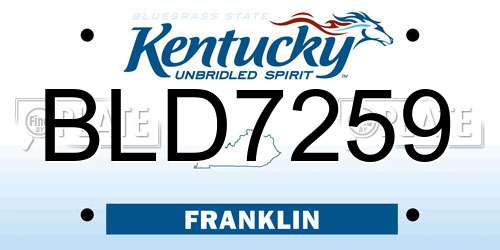 BLD7259 Kentucky License Plate