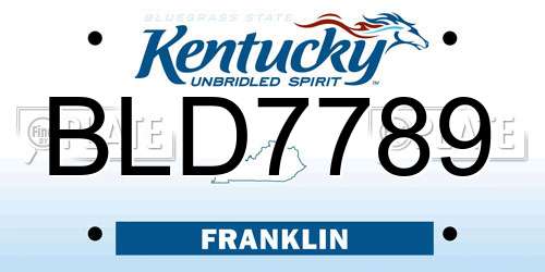 BLD7789 Kentucky License Plate