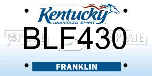 BLF430 Kentucky License Plate