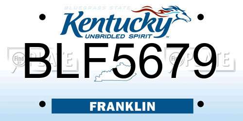BLF5679 Kentucky License Plate