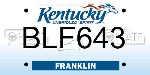 BLF643 Kentucky License Plate