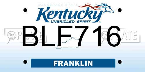 BLF716 Kentucky License Plate