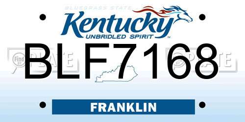 BLF7168 Kentucky License Plate