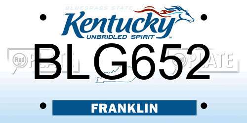 BLG652 Kentucky License Plate