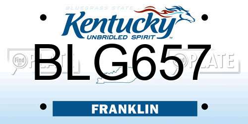 BLG657 Kentucky License Plate