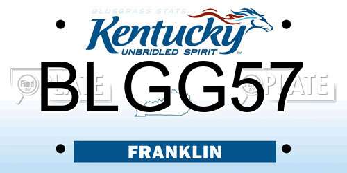 BLGG57 Kentucky License Plate