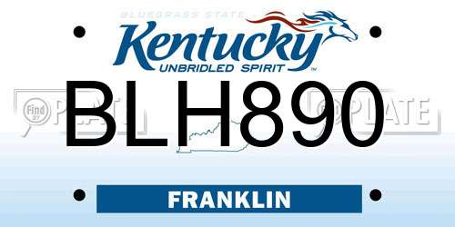 BLH890 Kentucky License Plate