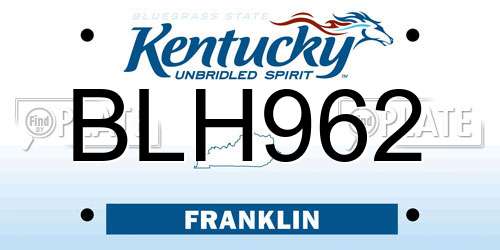 BLH962 Kentucky License Plate